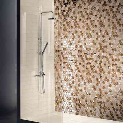 Mosaïque hexagonale beige, réfléchissante et en relief 30x30 cm pour carrelage mural - Esa Shine, Boxer