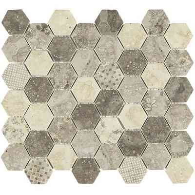 Mosaïque hexagonale en pâte de verre recyclée, pour sols et murs 30x30,2 cm Sable - Esa Glass Flor, Boxer