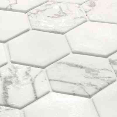 Mosaïque hexagonale en pâte de verre recyclée, sol/mur 30x30,2 cm Vein Ivoire - Esa Glass Flor, Boxer