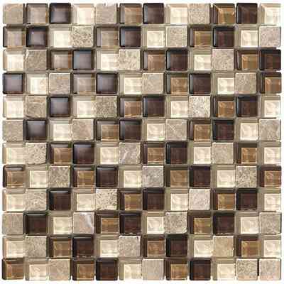 Mosaïque mixte ardoise, verre et marbre Rosati 30x30 cm, pour revêtement mural - Népal, Boxer