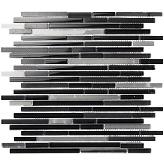 Mosaïque murale en lamelles de verre effet mur, Noir 30x30 cm - Reflex, Boxer