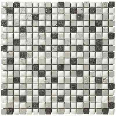 Mosaïque murale en pierre, céramique et résine 30x30 cm Argent - Mexical, Boxer