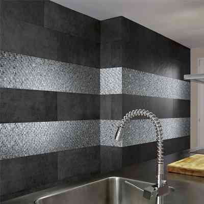 Mosaïque murale en pierre et verre brillant Silver 30x30 cm - Elegance, Boxer