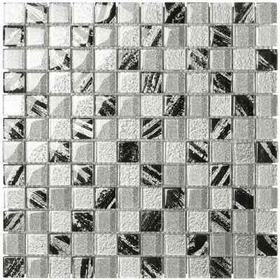 Mosaïque murale en verre gris chiné et pailleté 29,8x29,8 cm - Byblos, Boxer