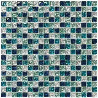 Mosaïque petits carreaux en verre brillant à recouvrir, Aquamarine 30x30 cm - Brilliant Glass, Boxer