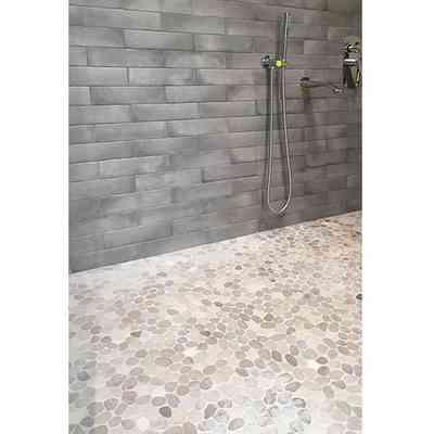 Mosaïque pierres de rivière en quartzite pour sol/mur, Rose clair 30,5x30,5 cm - Rodano, Boxer