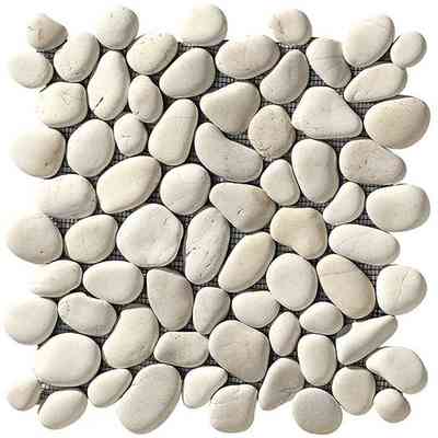 Mosaïque sol/mur en pierre de rivière véritable, blanc 28x28 - Isonzo Formella, Boxer