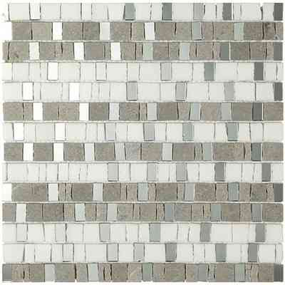 Mosaïque Spaccatello en marbre et verre miroir, pour murs, Argent 30x30,6 cm - Miroir, Boxer