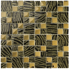 Mottled-glitter effect mosaic, for walls, gold black 29,8x29,8 - Dream, Boxer