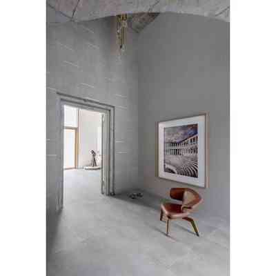 Mud concrete-effect porcelain stoneware with steel inserts, 60x120 cm - Lines 2/B, Ceramica Bardelli