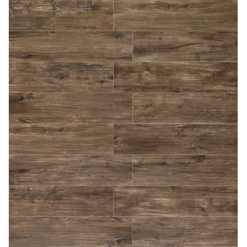 Natural wood effect porcelain stoneware, 25x150 cm, Nut - Logwood, Dom Ceramiche