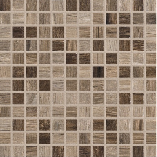 Natural wood effect porcelain stoneware, 30x30 cm, Mix Cold - Logwood mosaic, Dom Ceramiche