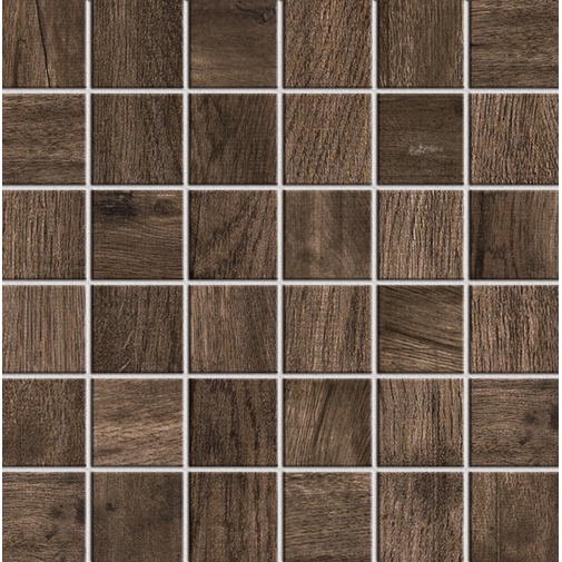 Natural wood effect porcelain stoneware, 36,6x32,6 cm, Brown Mix mosaic - Logwood, Dom Ceramiche