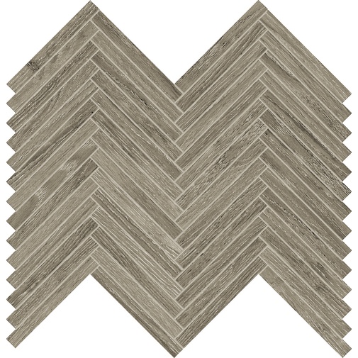 Natural wood effect porcelain stoneware, geometric herringbone decoration, 29,1x33,1 cm, Chevron Tin - Comfort W, Dom Ceramiche