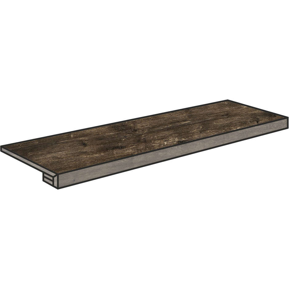 Natural wood effect step, 16,4x99,8 cm, Costa Retta Brown - Logwood, Dom Ceramiche