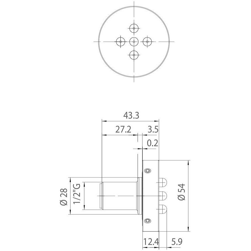 Nebulized jet side shower head, round 5.4 cm, built-in - Nebulizair, Bossini