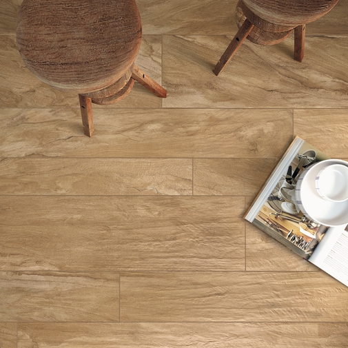 Nussbaumfarbene rektifizierte Feinsteinzeugfliese in Holzoptik 30x120 cm - Ulivo, Casalgrande Padana