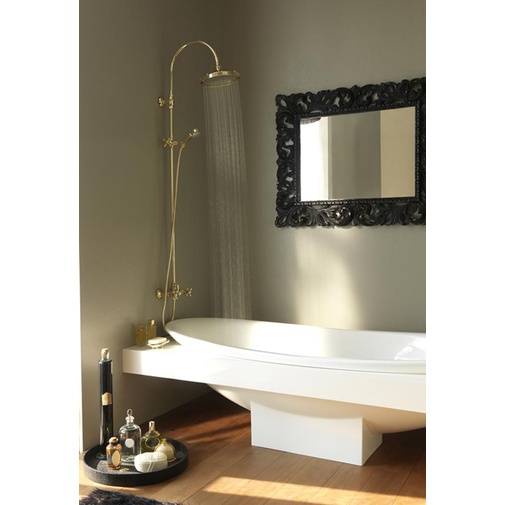 Old England shower column with 23 cm shower head, sliding hand shower and taps, chrome - Retro, Bossini