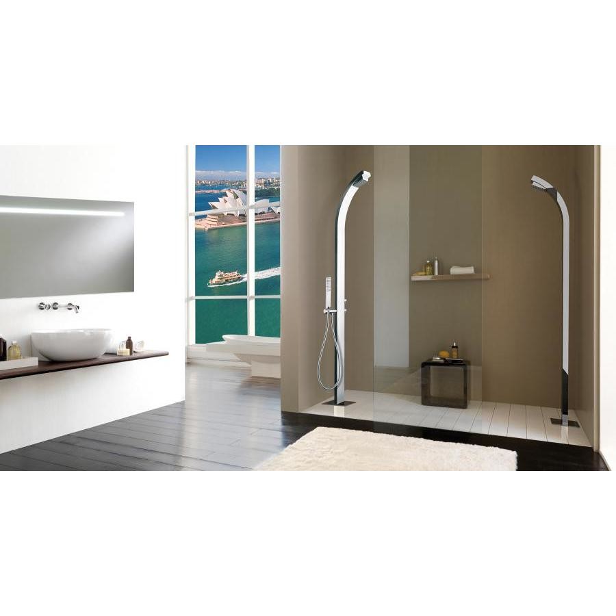 Outdoor shower column in stainless steel, with hand shower and progressive mixers - Arch, Bossini