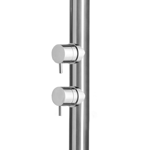 Outdoor shower column with foot washer tap, progressive mixers, stainless steel - Pool, Bossini