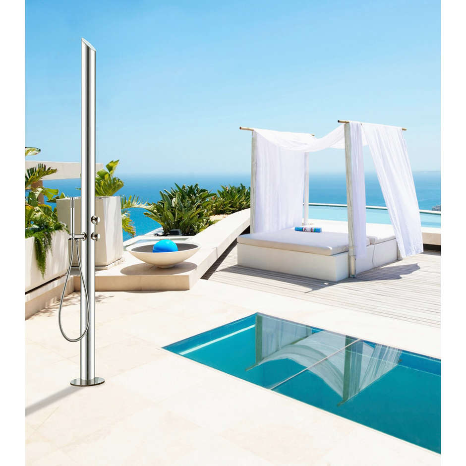Outdoor shower column with hand shower and progressive mixers - Aquabambù, Bossini