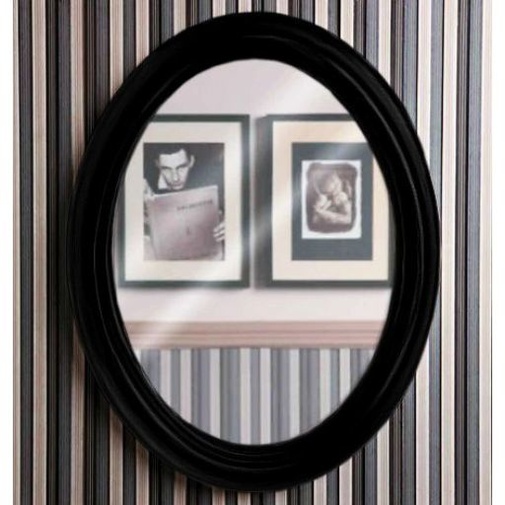Oval belle epoque mirror with glossy black frame 90x69.5 cm - Lante Simas
