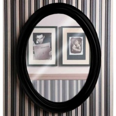 Oval belle epoque mirror with glossy black frame 90x69.5 cm - Lante Simas
