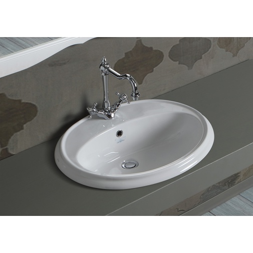 Oval built-in washbasin in white ceramic 61x50 cm - Arcade, Simas