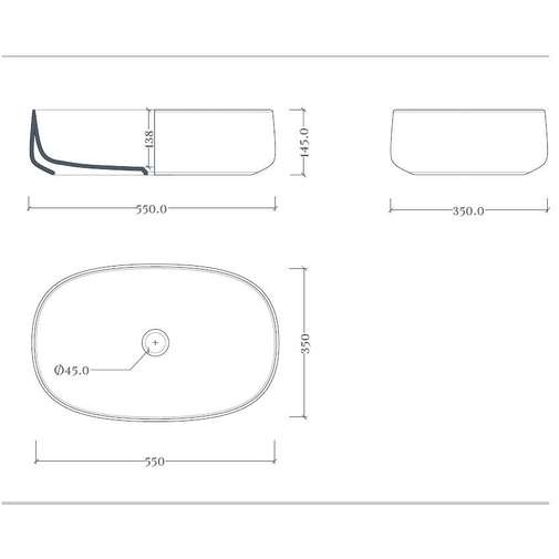 Oval countertop ceramic washbasin 55X35 - Cognac COL003 by Artceram