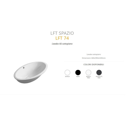 Oval under counter washbasin in white ceramic - LFT, Simas