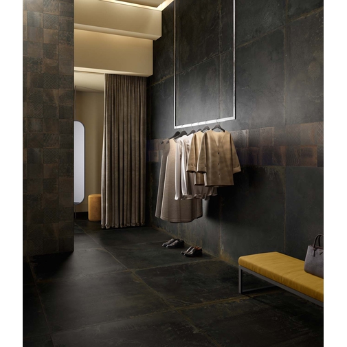Oxidized metal effect porcelain stoneware, Black 60x120 cm - Oxidart, Ceramica Sant'Agostino