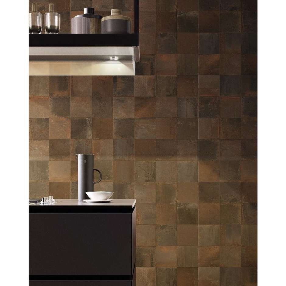 Oxidized metal effect porcelain stoneware, Copper 20x20 cm - Oxidart , Ceramica Sant'Agostino