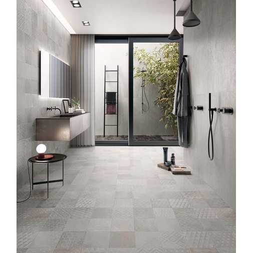 Oxidized metal effect porcelain stoneware, Silver 120x120 cm - Oxidart, Ceramica Sant'Agostino