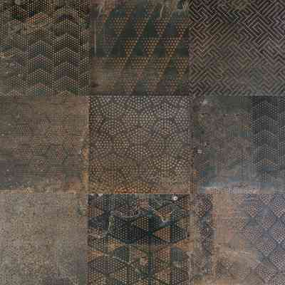 Oxidized metal effect tile, Patchwork Dark 20x20 - Oxidart, Ceramica Sant'Agostino