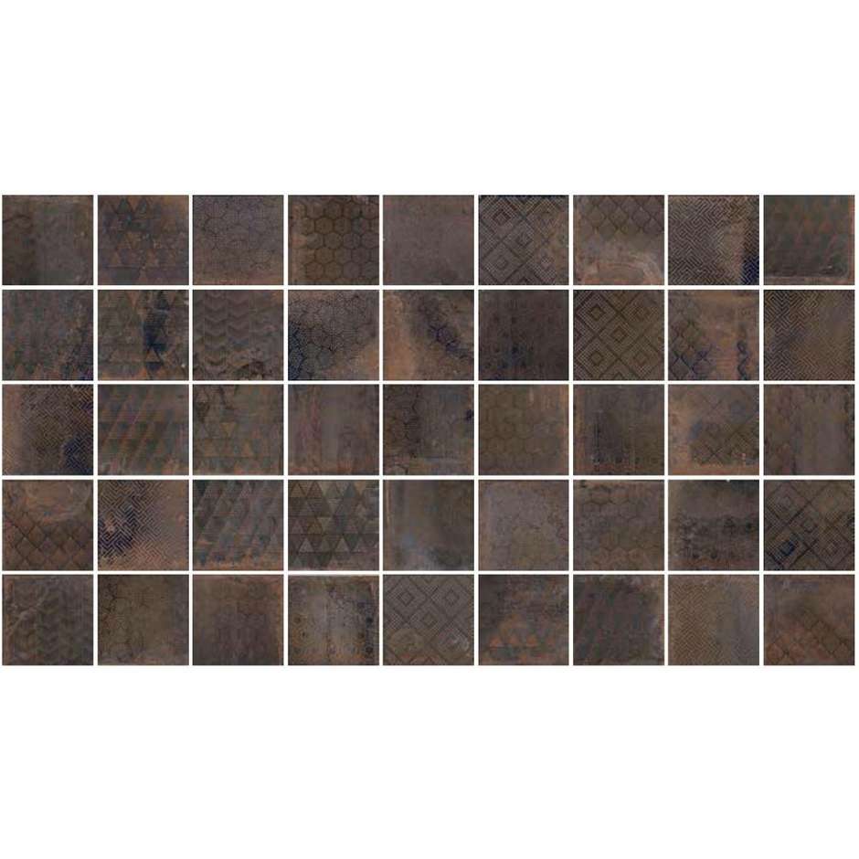 Oxidized metal effect tile, Patchwork Dark 20x20 - Oxidart, Ceramica Sant'Agostino