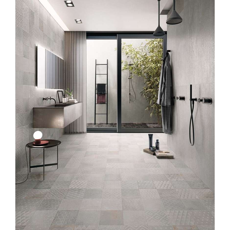 Oxidized metal effect tile, Patchwork Light 20x20 - Oxidart, Ceramica Sant'Agostino