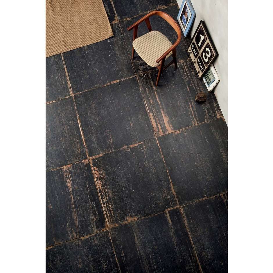 Painted wood effect floor, in porcelain stoneware, Dark 60x60 cm - Blendart, Ceramica Sant'Agostino