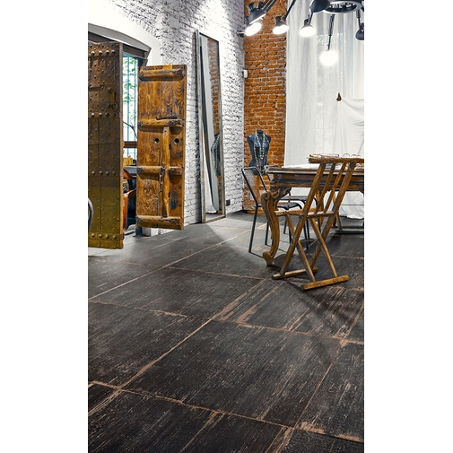 Painted wood effect floor, in porcelain stoneware, Dark 60x60 cm - Blendart, Ceramica Sant'Agostino