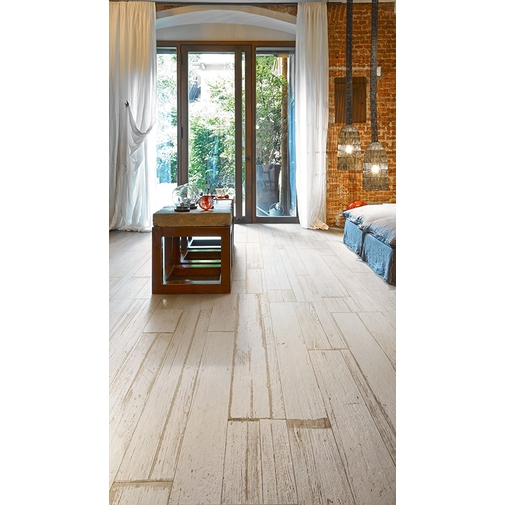 Painted wood effect floor, in porcelain stoneware, White 90x90 cm - Blendart, Ceramica Sant'Agostino
