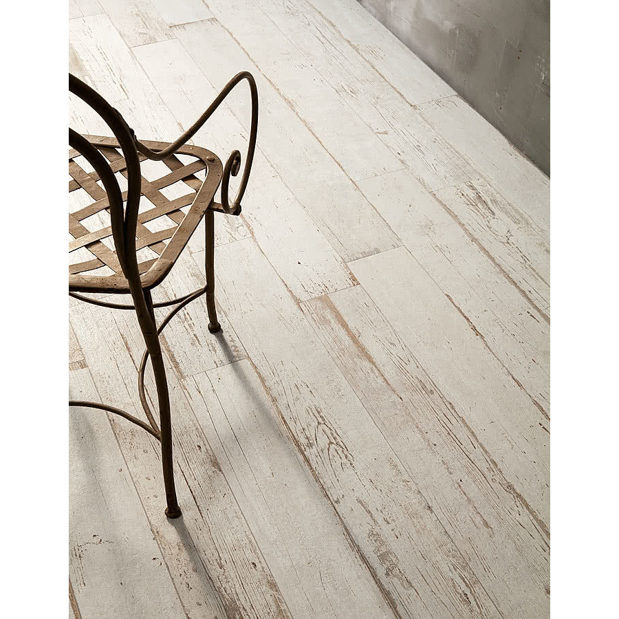 Paintless wood effect porcelain stoneware for floors, White 15x120 cm - Blendart, Ceramica Sant'Agostino