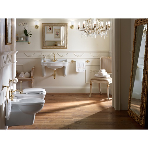 Paire d'étagères de lavabo de style classique en céramique blanche - Palladio, Sbordoni