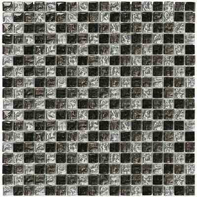 Petits carreaux de mosaïque en verre pour carrelage mural, Noir 30x30 cm - Brilliant Glass, Boxer