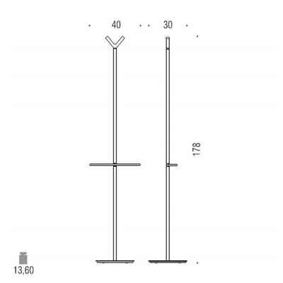 Piantana appendiabiti con porta salviette in ottone cromato - Planets, Colombo Design