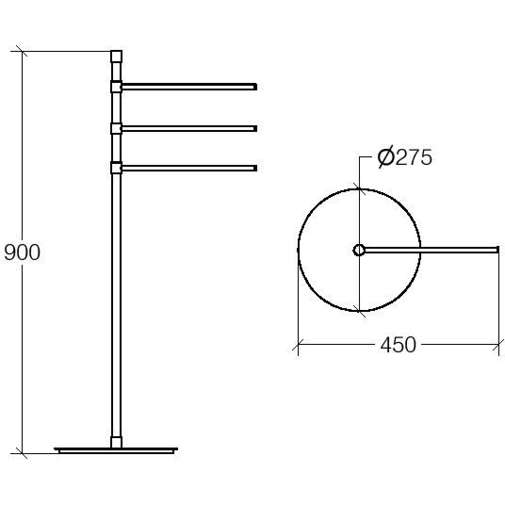 Piantana con 3 portasalviette 90 cm base rotonda cromo Lineabeta