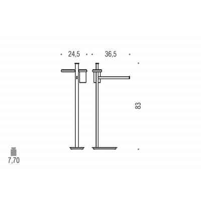 Piantana da bagno con porta salviette, porta rotolo e porta sapone in ottone cromato - Units, Colombo Design