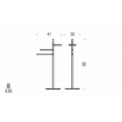 Piantana da bagno con porta sapone, due porta salviette in ottone cromato - Planets, Colombo Design