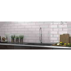 Piastrella 10x30 cm da rivestimento diamantata lucida Bissel Blanco Mainzu 