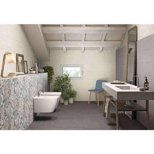 Piastrella da rivestimento con decoro patchwork, bianco e blu, 25x38 cm - Neutral Memory, Marazzi