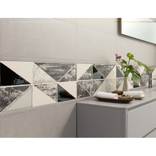 Piastrella da rivestimento con inserto decorato Arlecchino, Grigio, 25x60 cm - Concretus, Dom Ceramiche