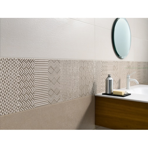 Piastrella da rivestimento con inserto decorato Decò, Beige, 33,3x100 cm - Concretus, Dom Ceramiche